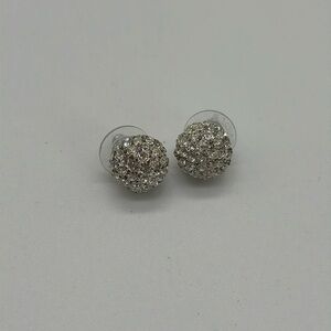 Joan Rivers Shimmering Pave Ball Gunmetal Pierced Earrings